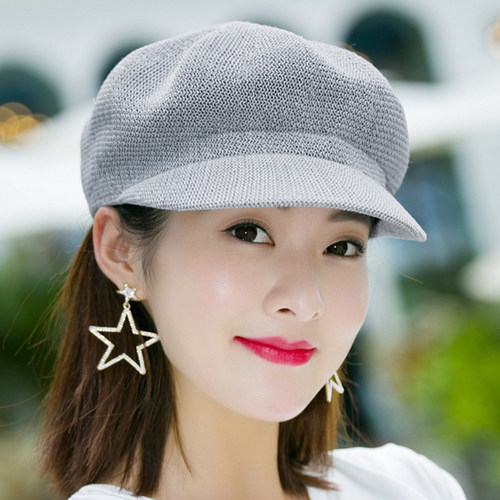 帽子女夏天八角帽透气贝雷帽春季出游防晒遮阳草帽时尚英伦鸭舌帽 - 图3