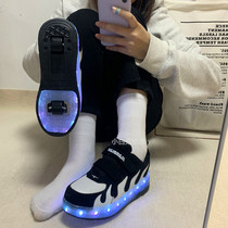 Child Riot Shoes Girl Bioluminescent Wheels Sliding Shoes Boy With Wheels Retractable Shape-shoe Adult Skates