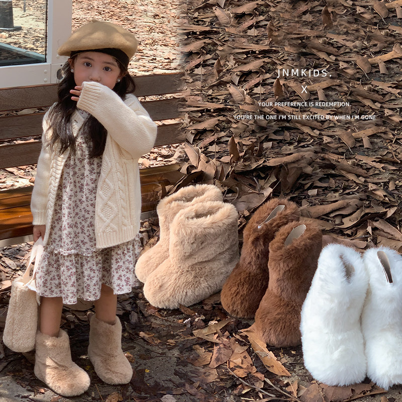 韩版儿童雪地靴冬季新款加绒加厚男宝宝大棉靴高帮女童外穿毛毛靴,淘宝优惠券,粉丝福利购,淘宝优惠卷
