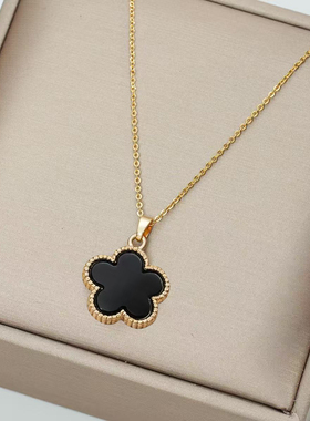 欧饰泥合金十字链女士五叶草项链