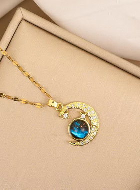 欧饰泥合金嘴唇链女星空星球项链