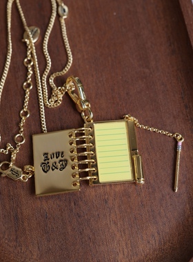 恋恋笔记本。可爱精致线圈本吊坠可打开设计长款项链时髦小众个性