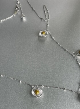 生命力。S925纯银5朵小雏菊花吊坠金撞色意大利经典项链时髦优雅
