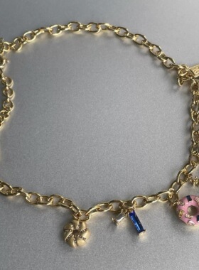 【清仓特价】甜甜圈冰淇淋可爱吊坠金色链条项链时髦清新氛围感