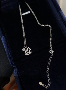 2026马年纯银项链 马到成功原创设计款敲闪小马锁骨链 送礼