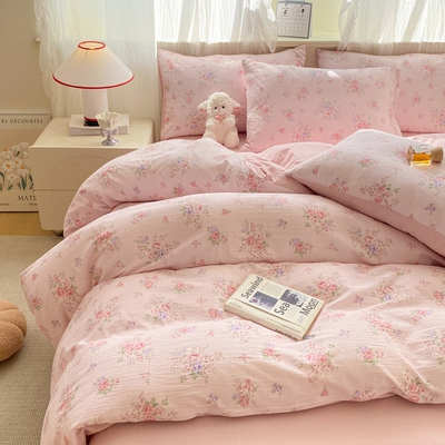 小清木棉新皱皱双层纱四件套