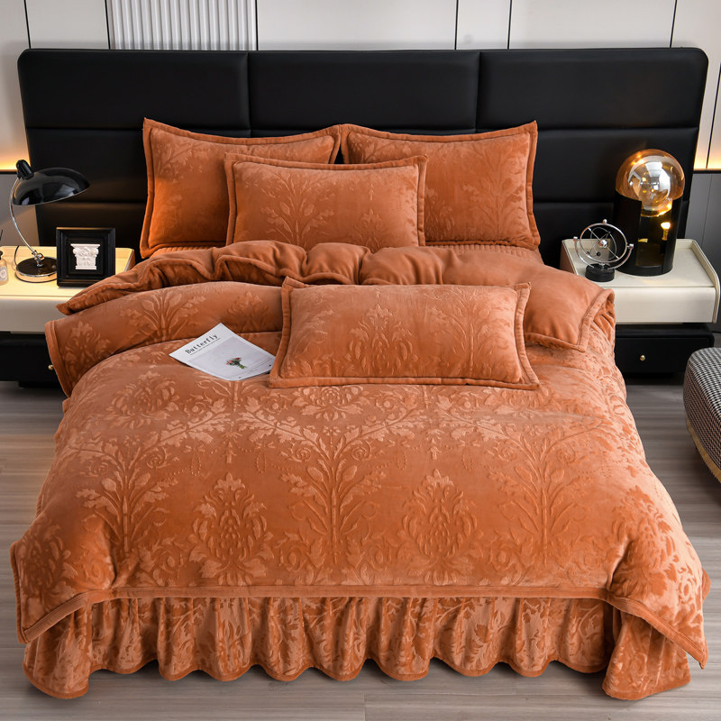 MM2025新款雕花绒床盖四件套亲肤柔软单双人四件套1