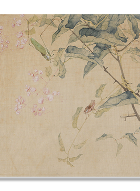 清代居廉花卉草虫四屏国画工笔花鸟画高清微喷临摹底稿画芯装饰画