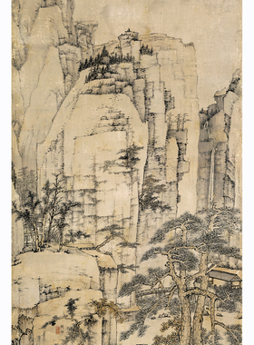 四僧弘仁渐江松溪石壁古代名画