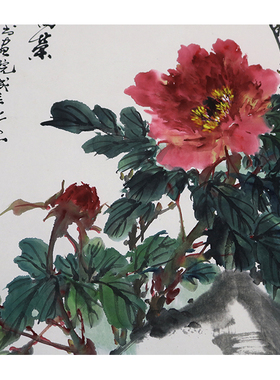 近代乔木花卉图宣纸高清微喷国画