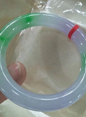 缅甸飘绿花a货带证书翡翠手镯