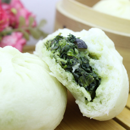 扬州特产五亭速冻纯素青菜香菇包300g/袋素食主义营养早餐包邮 - 图1