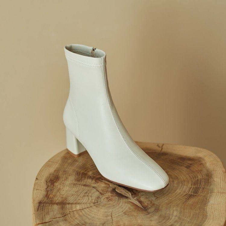 骄阳似我聂曦光赵今麦同款白色靴子侧拉链短靴女鞋粗跟高跟马丁靴,淘宝优惠券,粉丝福利购,淘宝优惠卷