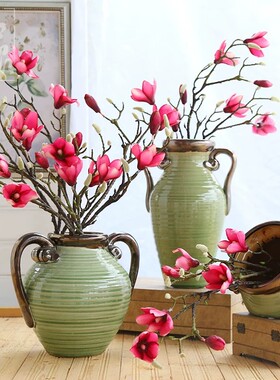 美式复古陶瓷花瓶高级感创意插花瓶摆件玄关客厅餐桌装饰品大