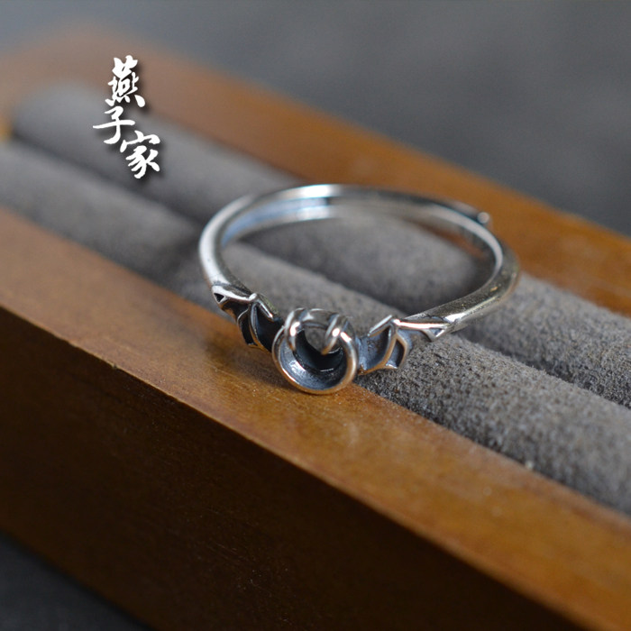Yanzijia 925 silver bat punk ring empty holder