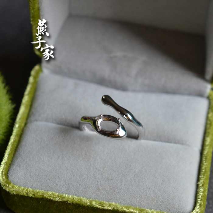 Yanzijia pointed base 5*7 gemstone sterling silver ring setting