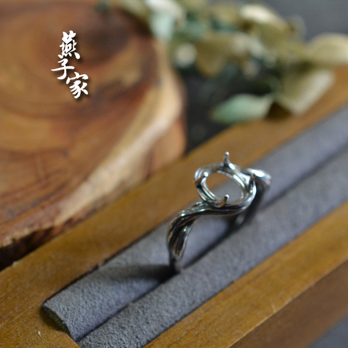 燕子家vintage复古做旧款s925银戒托空托活口小众手作戒指托6*8,淘宝优惠券,粉丝福利购,淘宝优惠卷