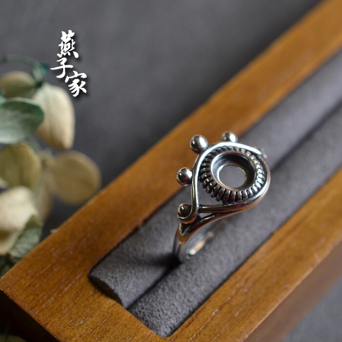 Yanzijia retro old style s925 silver ring holder empty holder living mouth all-seeing eye vintage ring holder 6*6