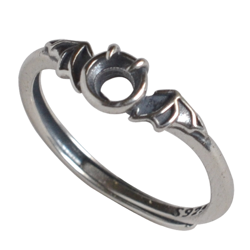 Yanzijia 925 silver bat punk ring empty holder