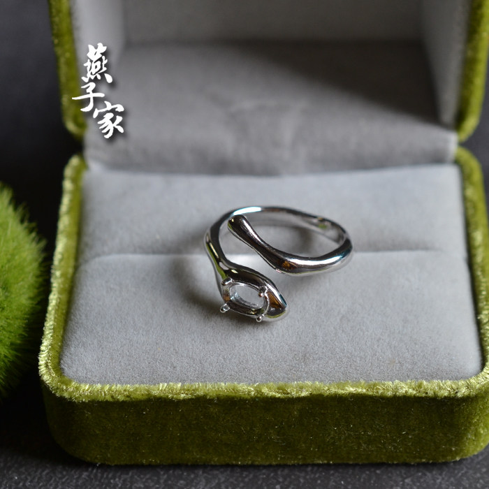 Yanzijia pointed base 5*7 gemstone sterling silver ring setting