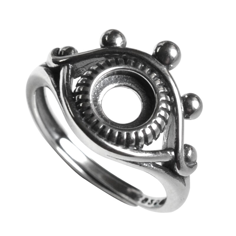 Yanzijia retro old style s925 silver ring holder empty holder living mouth all-seeing eye vintage ring holder 6*6