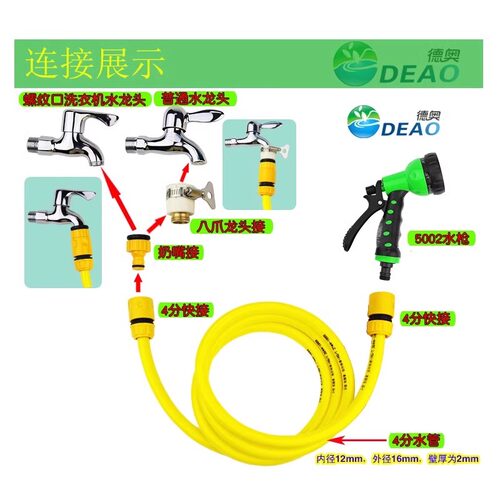 七种功能洒水模式园林浇花水枪套装家用水管枪洗车刷车高压喷枪头 - 图0