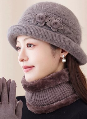 中老年人秋冬天帽子女针