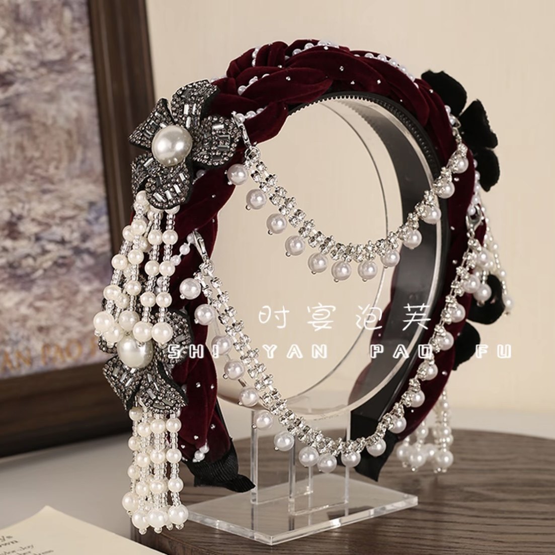 一帘幽梦宽边发箍手工编织民族风发饰花朵可拆卸流苏珠珠法式头饰,淘宝优惠券,粉丝福利购,淘宝优惠卷