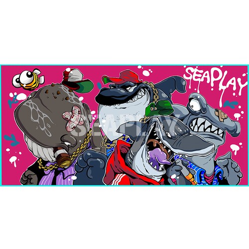 SEAPLAY限量版鲨鱼涂鸦速干浴巾 炫酷呆萌 吸水保暖 现货发售 - 图2