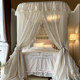Cortina de cama de princesa de lujo, luz francesa, estilo lino, mosquitera