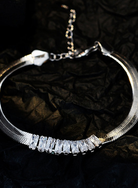 PREDAMS 创意小众设计师款S925纯银潮流时尚ins风蛇骨锆石手链