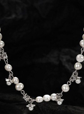 PREDAMS 创意小众设计师款S925纯银潮流时尚百搭ins联排珍珠项链
