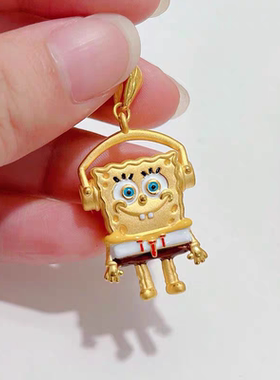 可爱海绵宝宝越南沙金吊坠项链