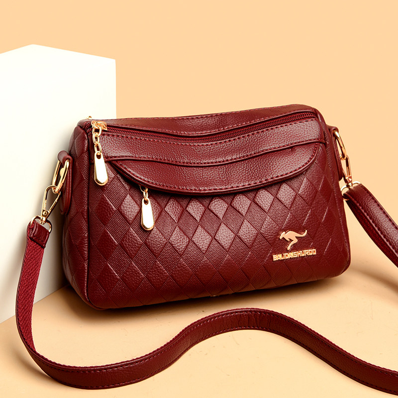 软皮妈妈包女2025新款时尚百搭菱格真皮单肩斜挎包女士手提腋下包,淘宝优惠券,粉丝福利购,淘宝优惠卷