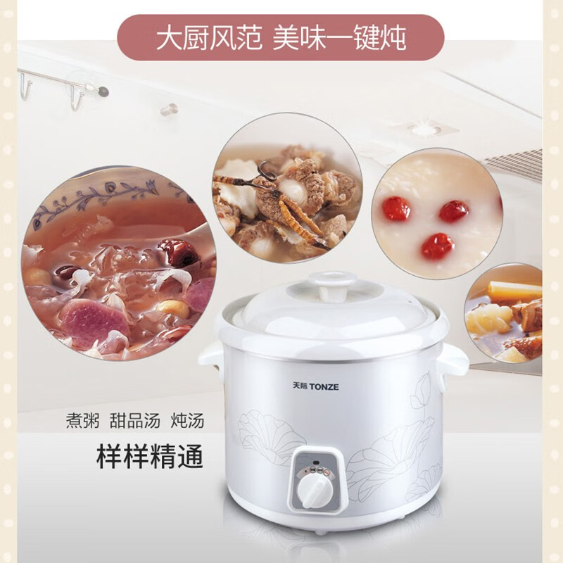 天际牛一专卖店Tonze/天际 DDG-20N电炖锅陶瓷煲汤家用炖汤锅插电煮粥炖盅店2