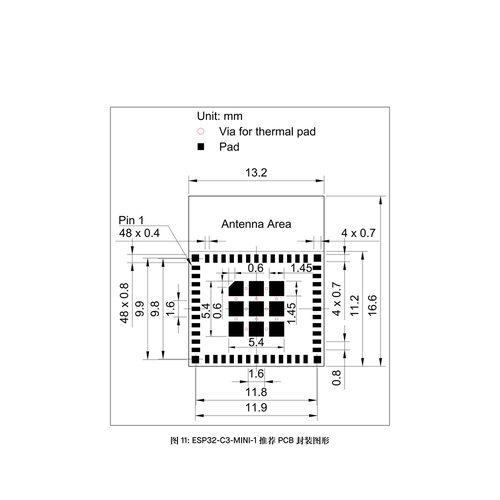 ESP32-C3-MINI-1-N4 4MB Flash WiFi 蓝牙模组 支持SPI 串口 透传 - 图1
