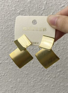 欧美风个性夸张金属几何方形耳环女高级气质耳饰M-33