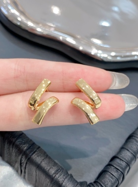 小众设计Z型耳钉女镀金银个性耳饰高级感几何耳环项链