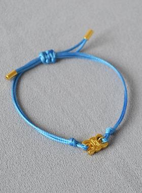 法式优雅ins风简约时尚黄铜镀金凯旋门编织抽拉线绳手链通勤百搭