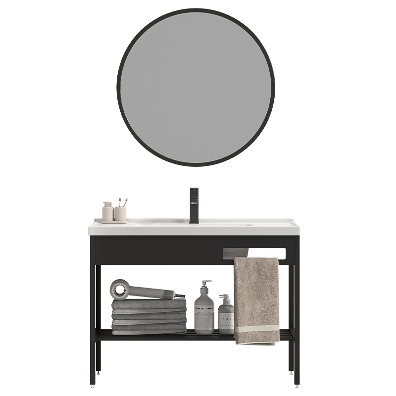 阳台不锈钢落地支架一体陶瓷洗手盆小户型卫生间洗脸盆简约洗漱台 - 图3