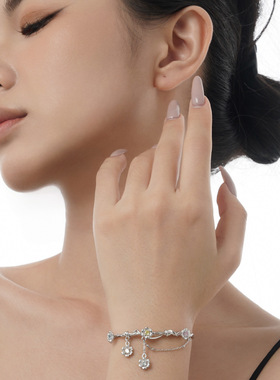 日韩时尚女纯银锆石手镯