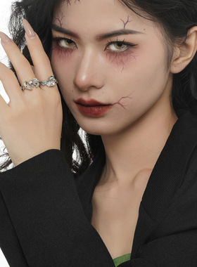 青绿色滴胶幽灵戒指中性超A纯银