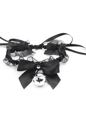 喵项圈集合铃铛项圈女性感颈带黑色颈圈chker锁骨链颈环脖圈