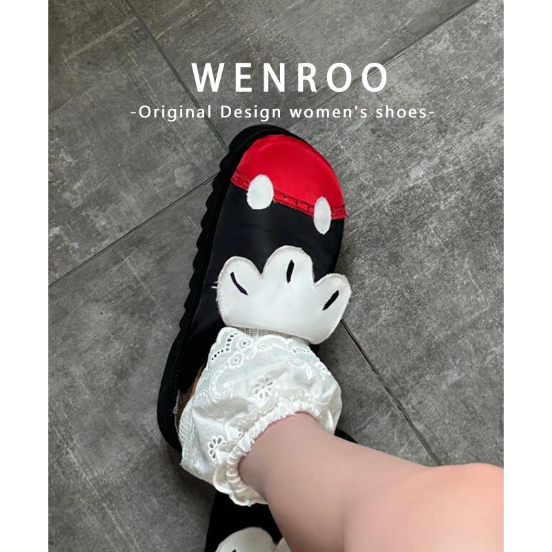 丑萌米奇联名款厚底勃肯鞋女外穿包头半拖鞋2025新款复古圆头单鞋 - 图3