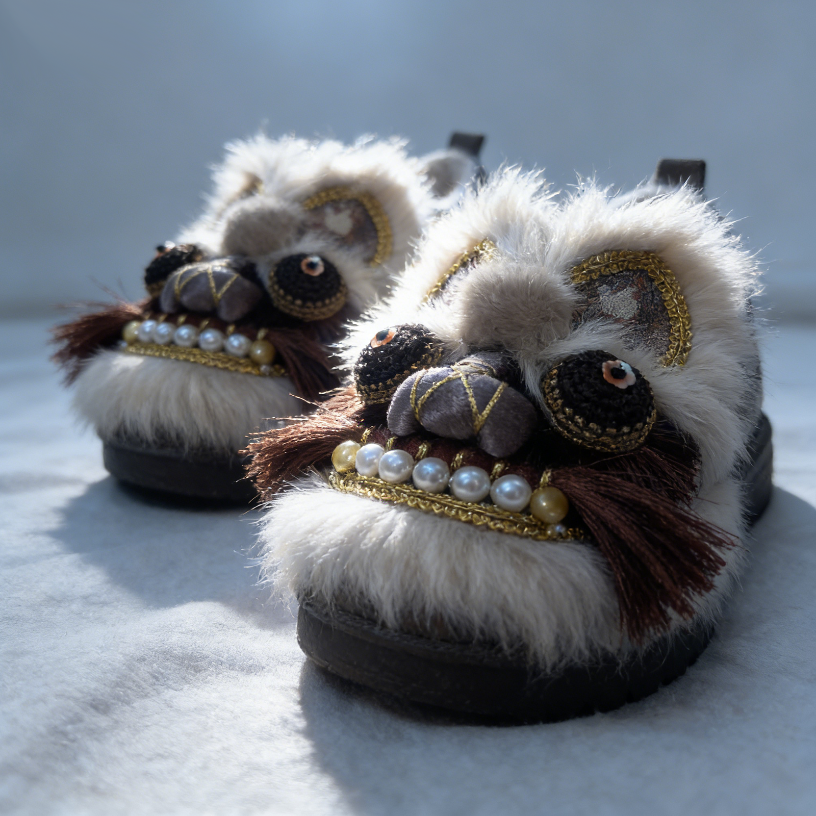 冬季加绒兔毛手工虎头鞋中式民族风汉服女棉鞋厚底保暖松糕勃肯鞋,淘宝优惠券,粉丝福利购,淘宝优惠卷