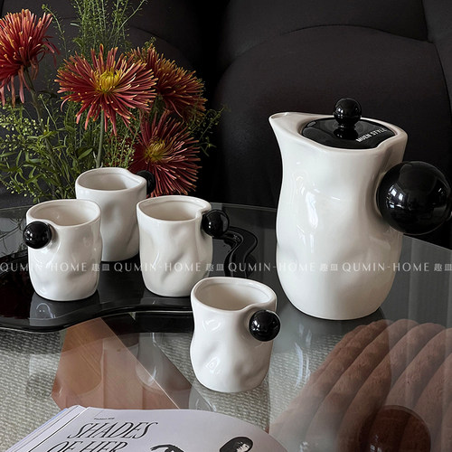 趣皿中古风陶瓷水具套装家用客厅茶几茶壶水杯套装轻奢高级感礼盒 - 图1