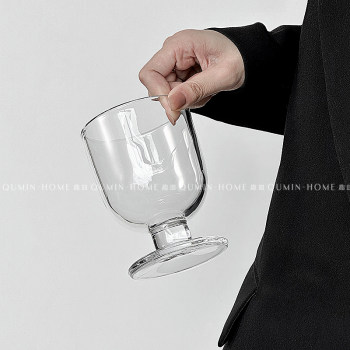 Qumin niche retro ins style short-legged chubby glass cold drink cup ຈອກເຫຼົ້າແວງ cocktail ງ່າຍດາຍ