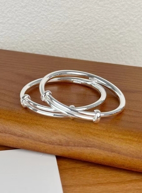 足银岁岁平安纯银宝宝镯儿童小孩手镯健康成长宝宝手镯生日礼高端