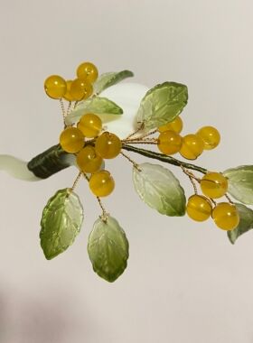 浆果橘色发钗小鸟可爱