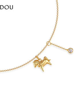 AJIDOU阿吉豆玄马迎福系列925银金色小马项链